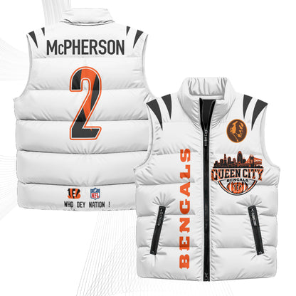 Cincinnati Bengals John Madden Patch Puffer Vest - Printed