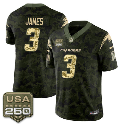 Los Angeles Chargers 2026 Salute to Service Vapor Jersey - Stitched
