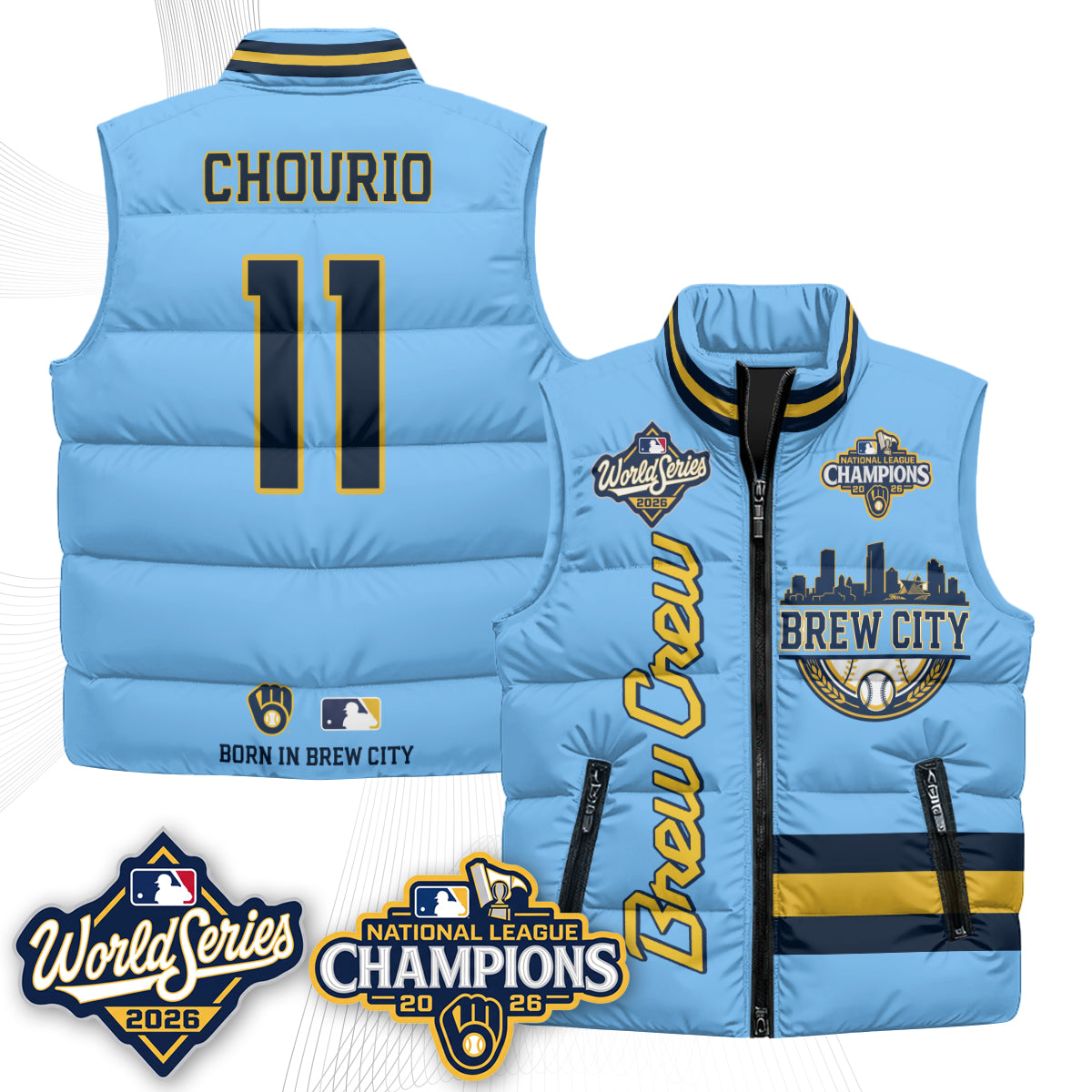 Milwaukee Brewers 2026 NL Champions Puffer Vest - Printed