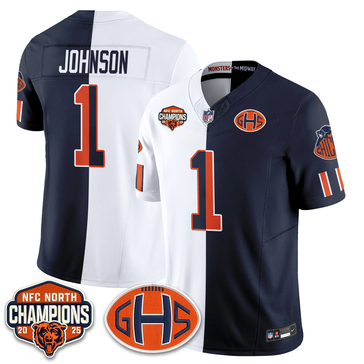 Chicago Bears 2026 Rivalries Split Edition Vapor Jersey - Stitched