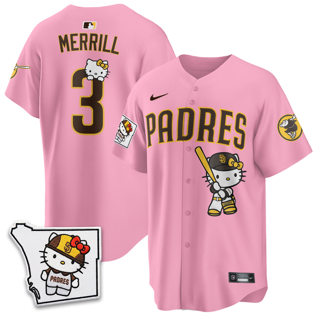 San Diego Padres x Meow KT Pink Edition Vapor Jersey - Stitched