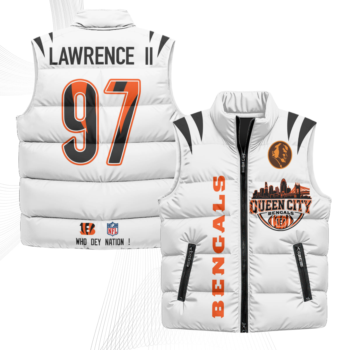 Cincinnati Bengals John Madden Patch Puffer Vest - Printed