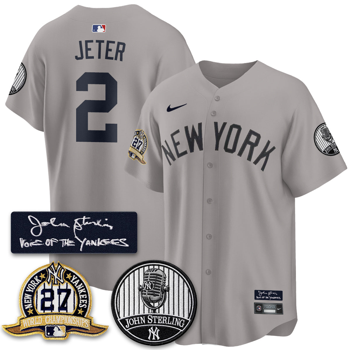 NYY John Sterling Tribute Patch Limited Gold Jersey - Stitched