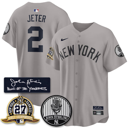 NYY John Sterling Tribute Patch Limited Gold Jersey - Stitched