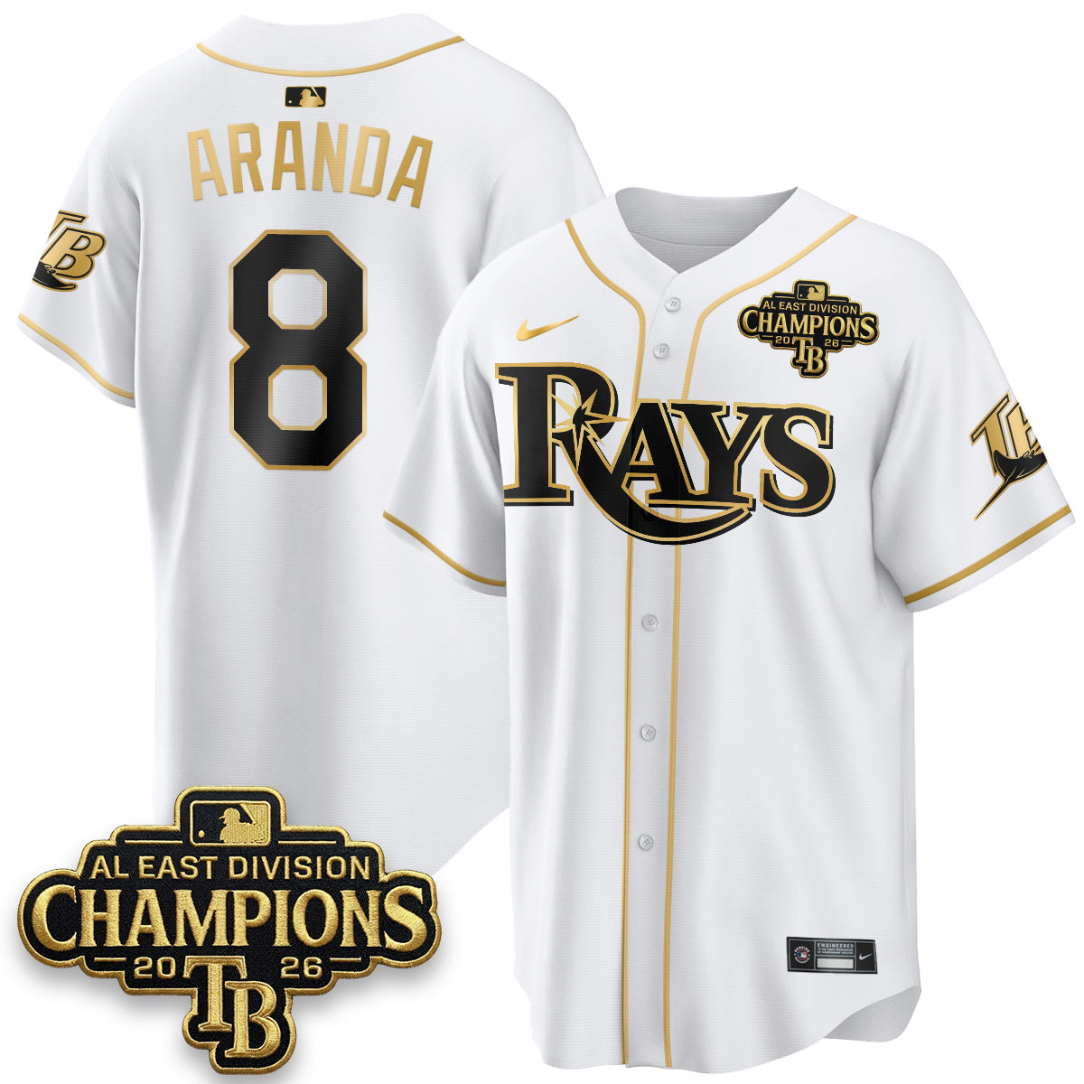 Tampa Bay Rays 2026 AL East Champs Gold Edition Vapor Jersey - Stitched-NQD