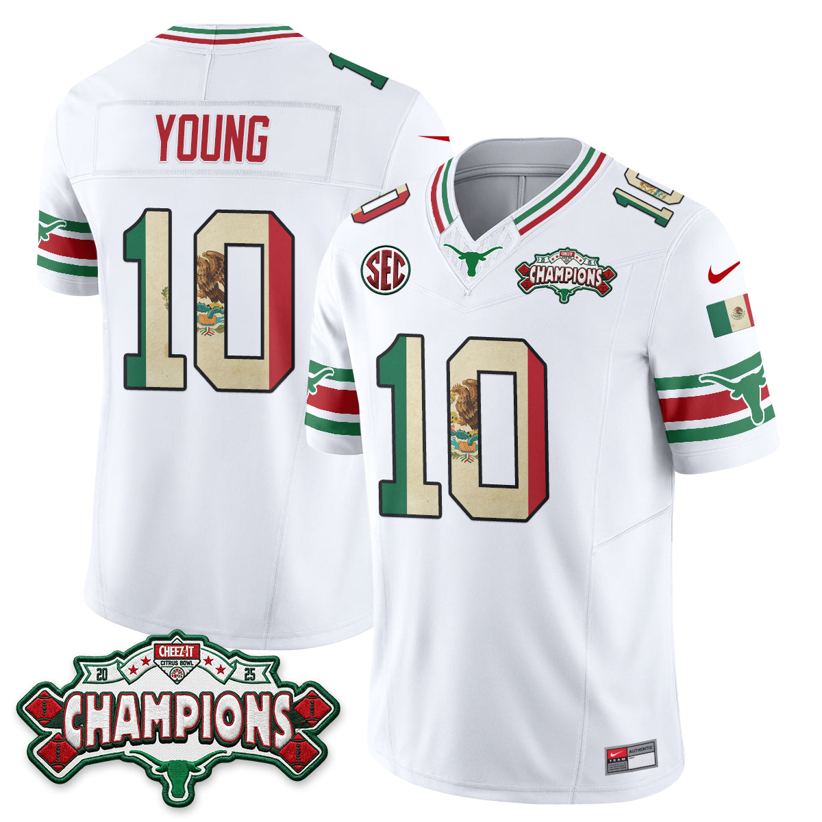 Texas Longhorns Mexico Edition Vapor Jersey - Stitched-NQD