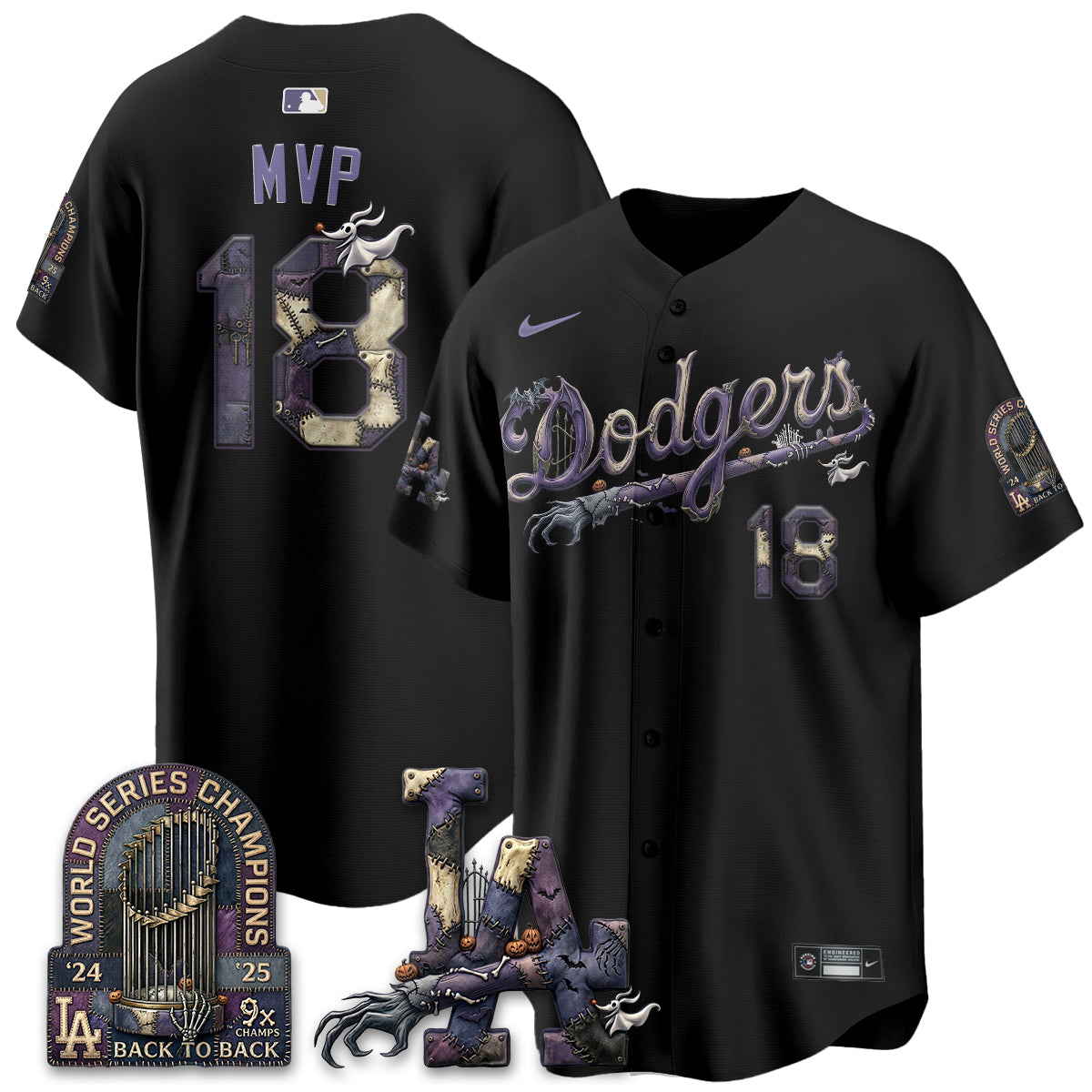 Los Angeles Dodgers Nightmare Edition Vapor Jersey - Stitched