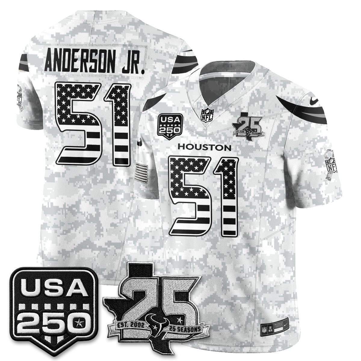 Houston Texans 2026 Salute to Service Edition Vapor Jersey - Stitched