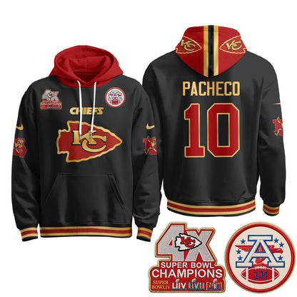 Kansas City Chiefs 4X Champs Gold Edition Hoodie - Stitched