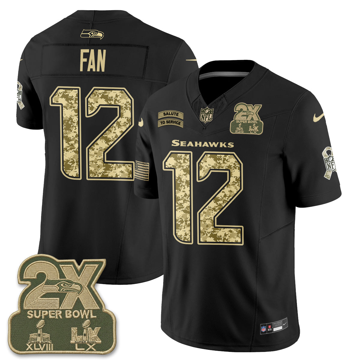 Seattle Seahawks 2026 Salute to Service Vapor Jersey - Stitched