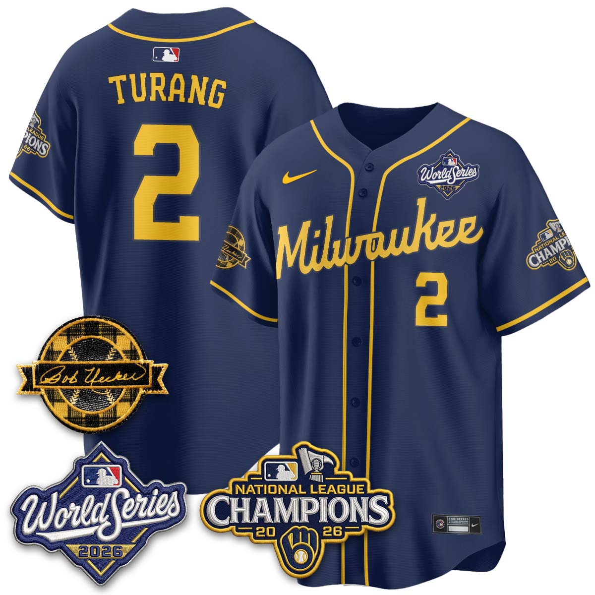 MIL 2026 NL Champions - Bob Uecker Patch Vapor Jersey - Stitched-NQD.