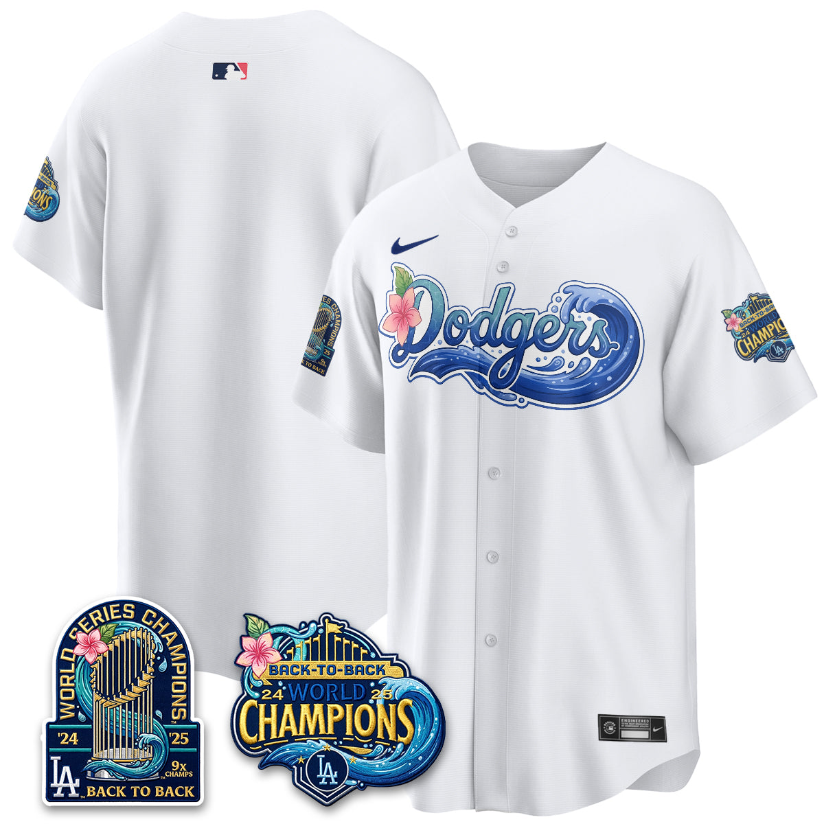 Los Angeles Dodgers Coastal Vapor Hawaiian Jersey - All Stitched