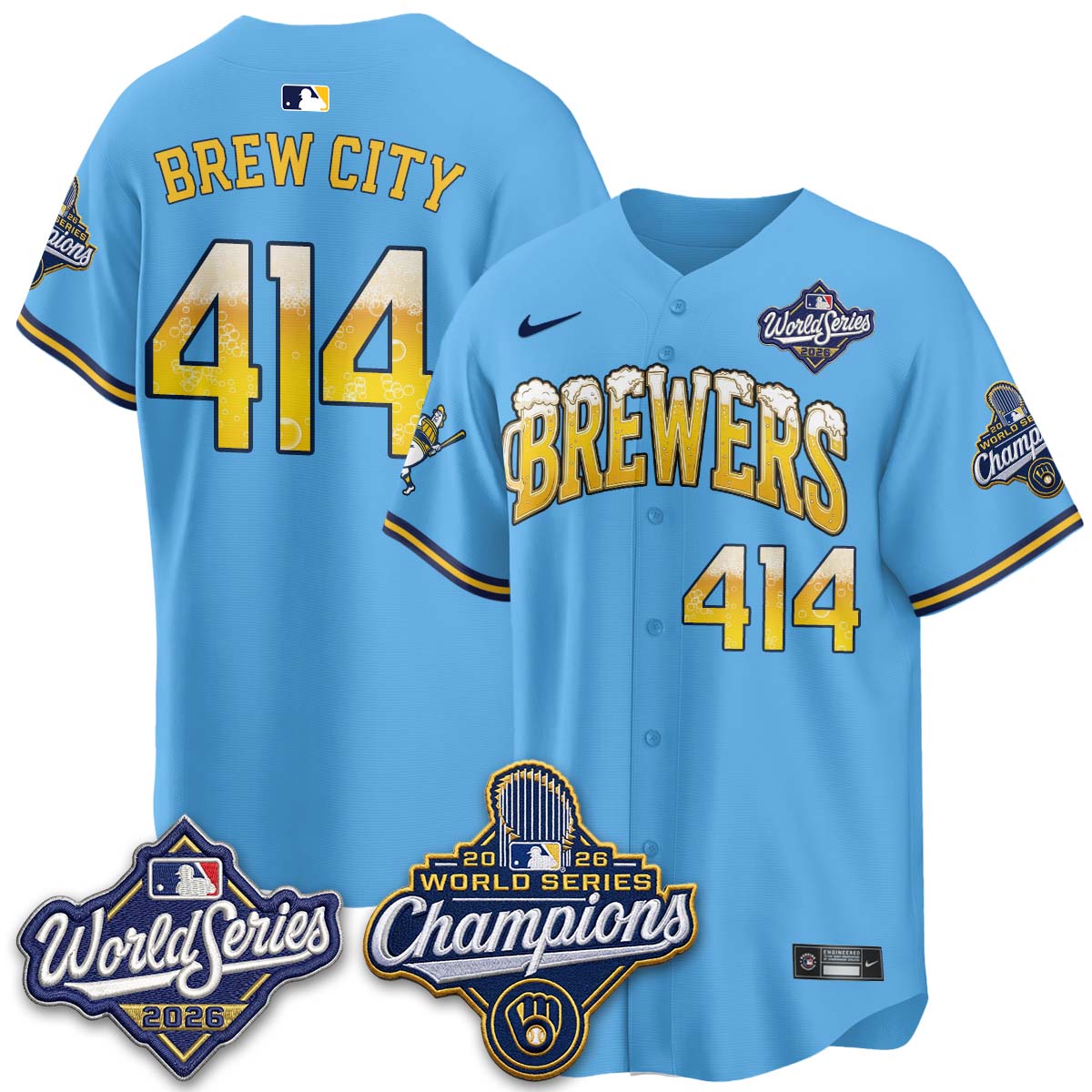 Milwaukee Brewers "Pitcher & Pint" 2026 WS Champions Vapor Jersey - Stitched