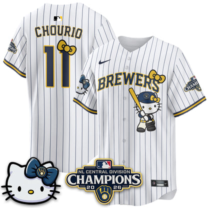 Milwaukee Brewers NL Central Champs x Meow KT Vapor Jersey - Stitched