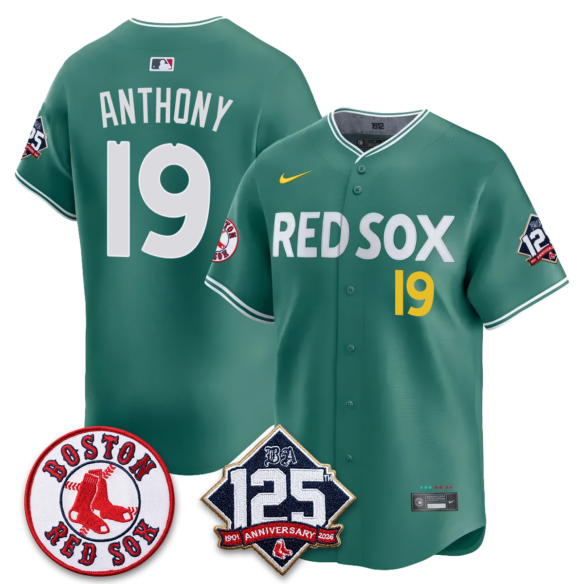 Boston Red Sox 125th Anniversary Patch Vapor Jersey - Stitched