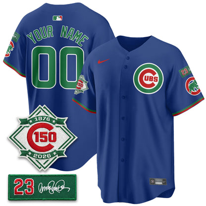 Custom CHC Limited Mexico Jersey - 150th Anniversary + Ryne Sandberg Tribute Patch Stitched