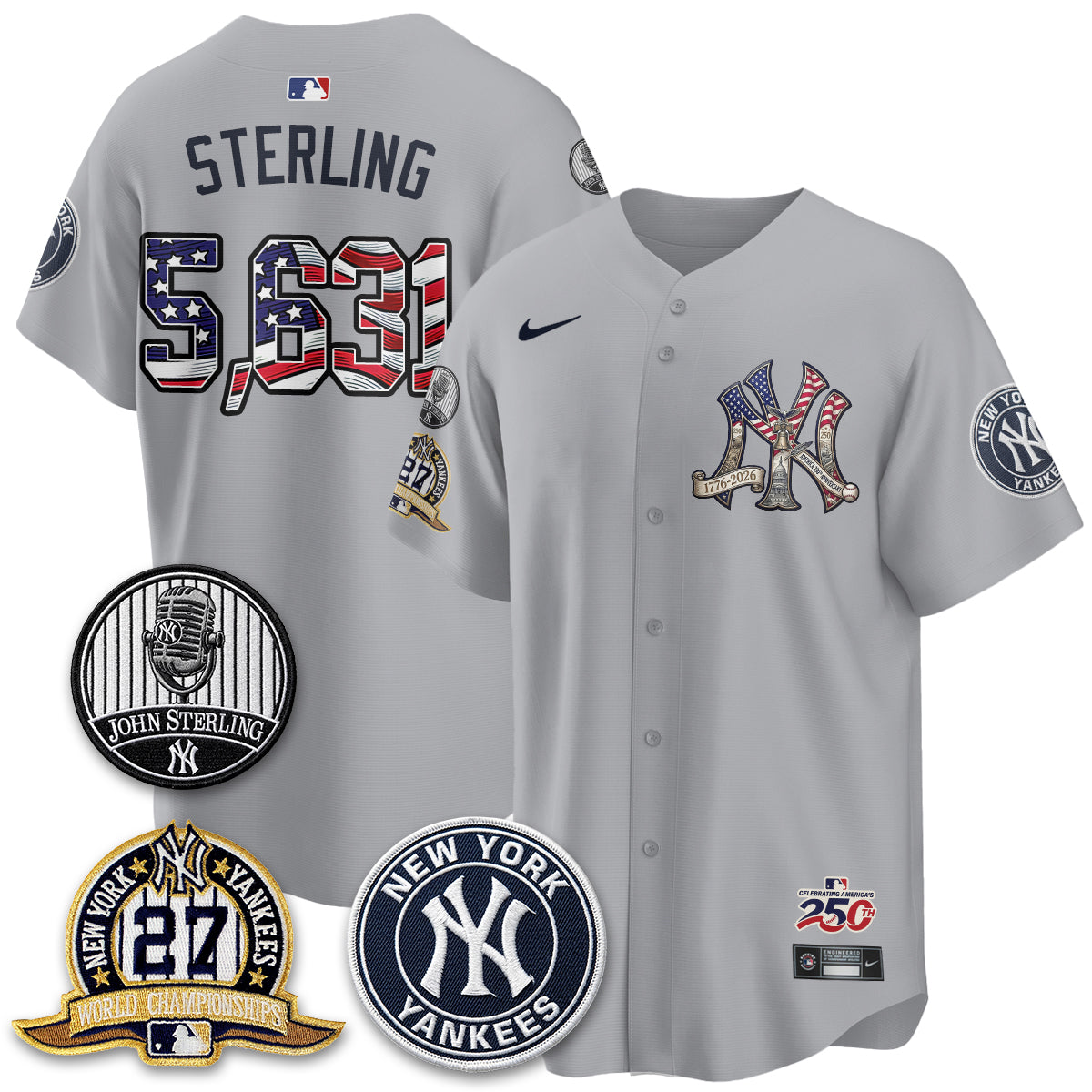 New York Yankees Independence Day USA Vapor Limited Jersey - Stitched