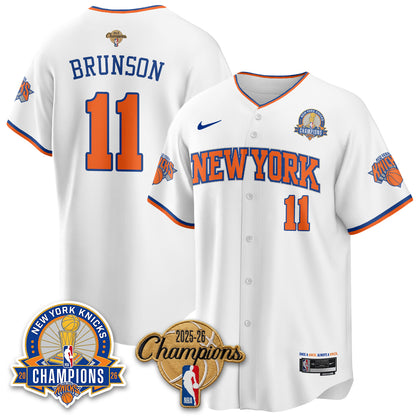 New York Knicks 2026 NBA Champions Cream Baseball Edition Vapor Jersey - Stitched