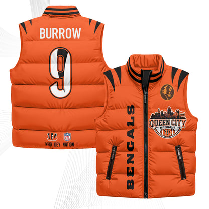 Cincinnati Bengals John Madden Patch Puffer Vest - Printed