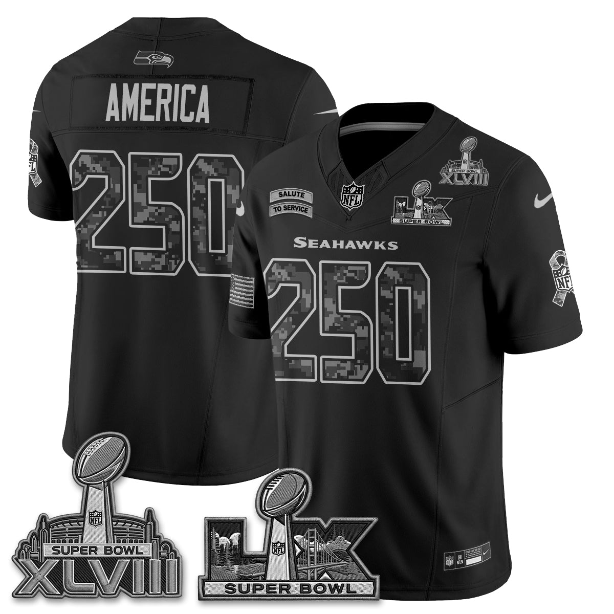 Seattle Seahawks 2026 Salute to Service V2 Vapor Jersey - Stitched