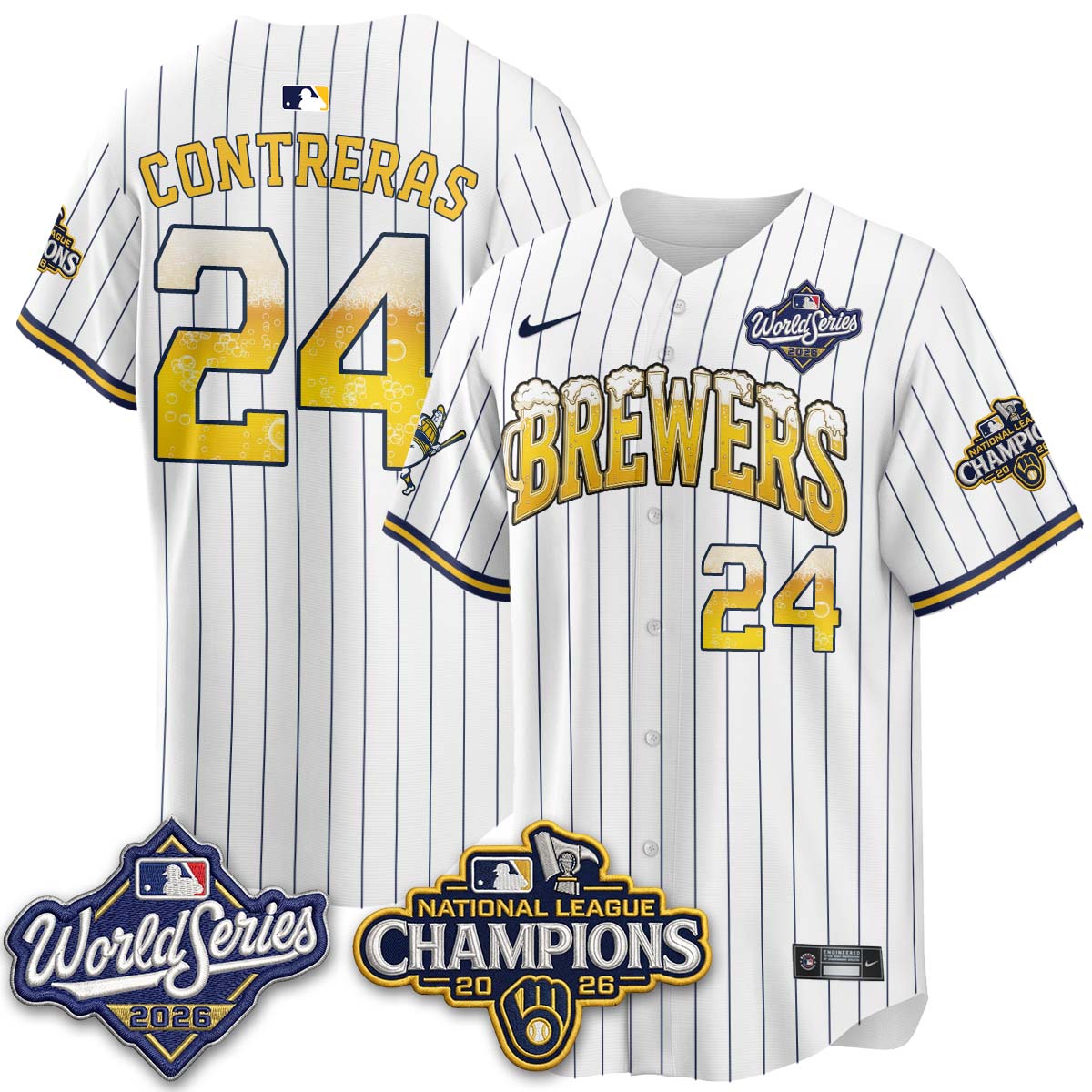 Milwaukee Brewers "Pitcher & Pint" WS26 & 2026 NL Champions Vapor Jersey - Stitched (V2)