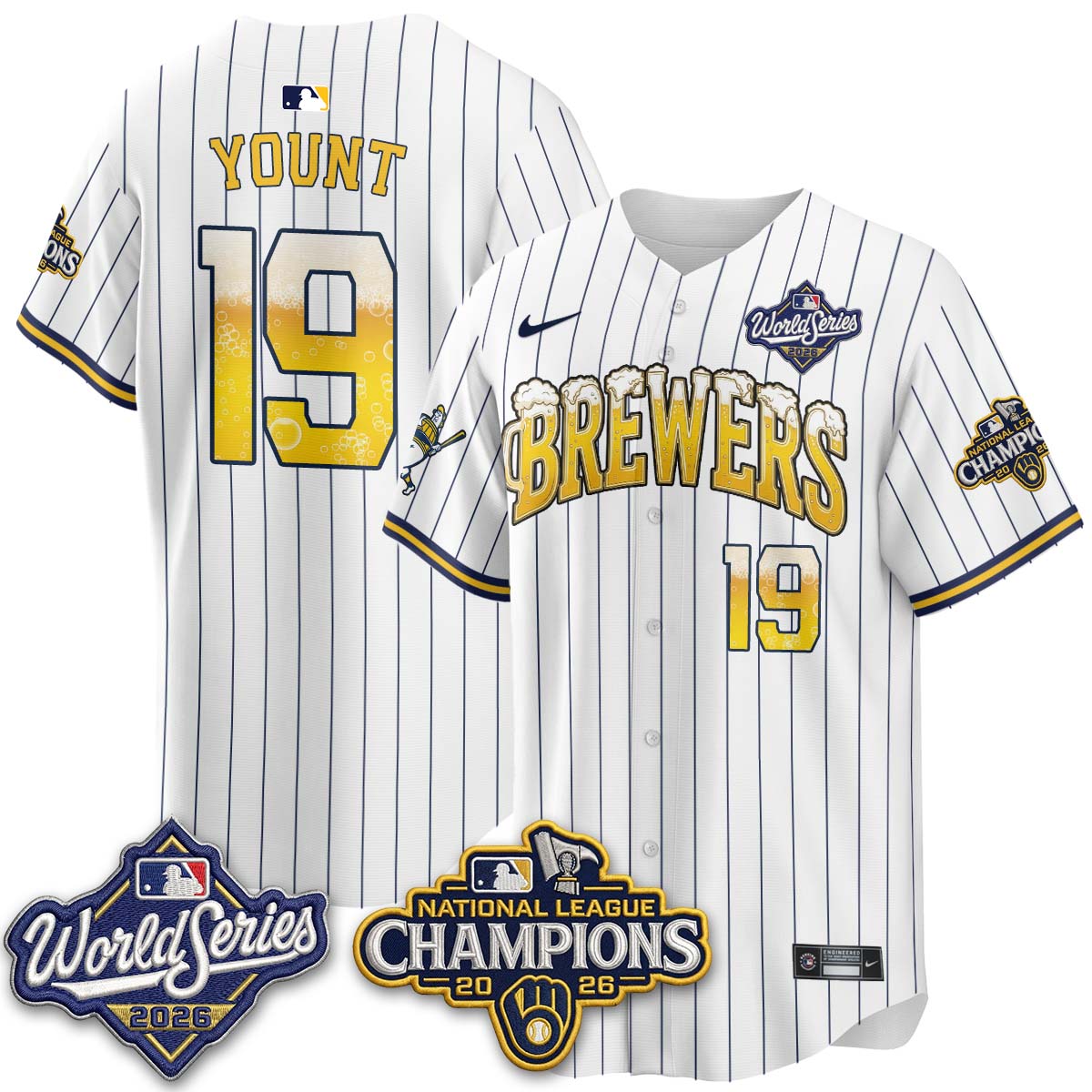 Milwaukee Brewers "Pitcher & Pint" WS26 & 2026 NL Champions Vapor Jersey - Stitched (V2)