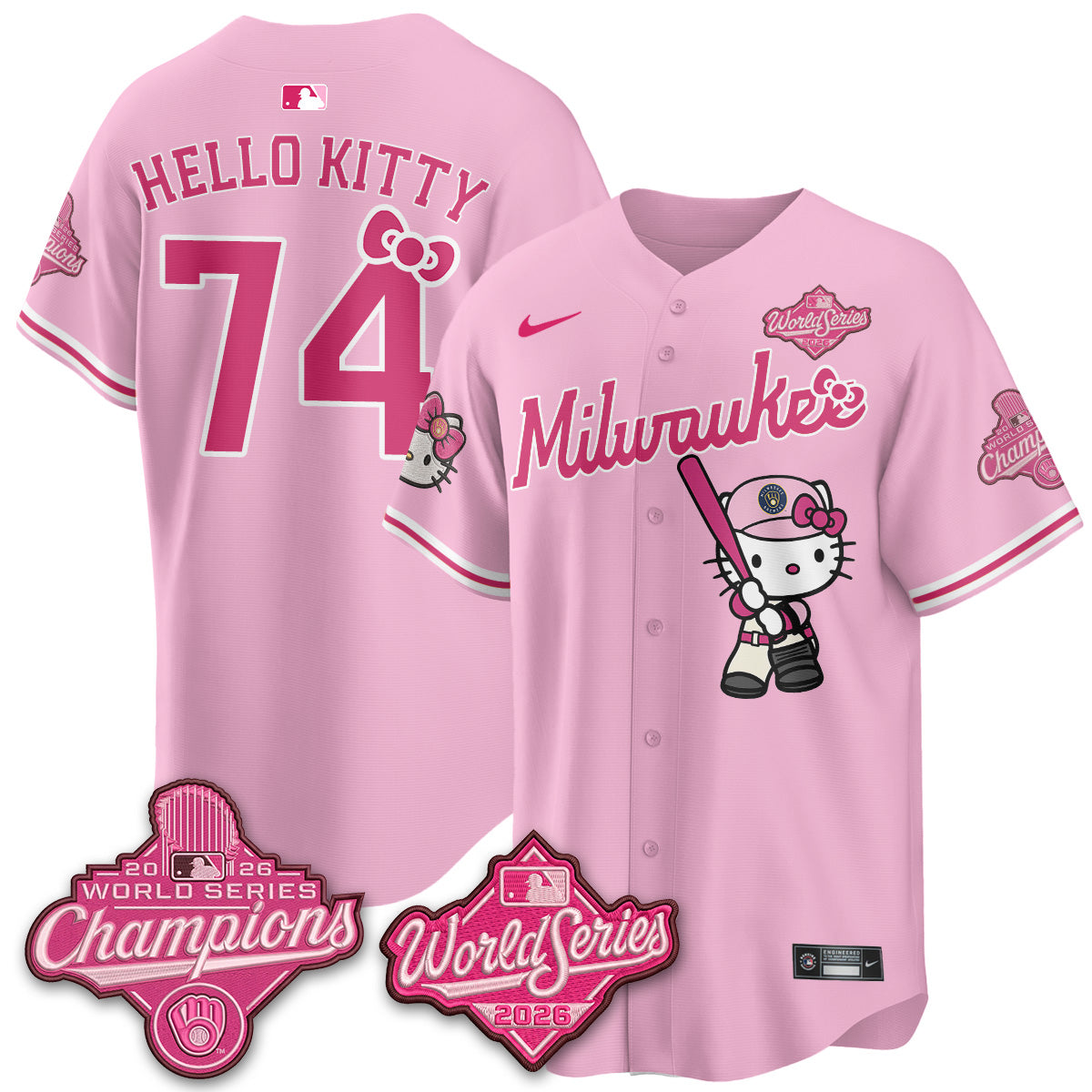 Milwaukee Brewers 2026 WS Champions x Meow KT Vapor Jersey - Stitched