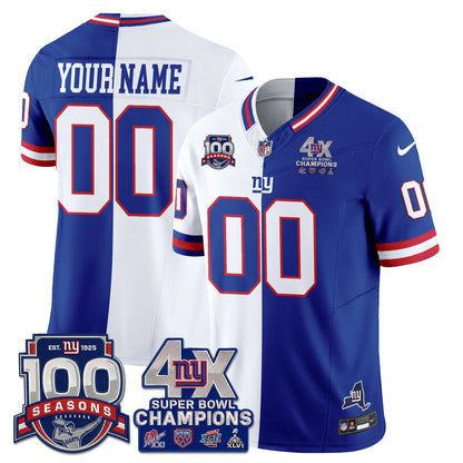New York Giants 4X SBowl Split Edition Vapor Custom Jersey - Stitched