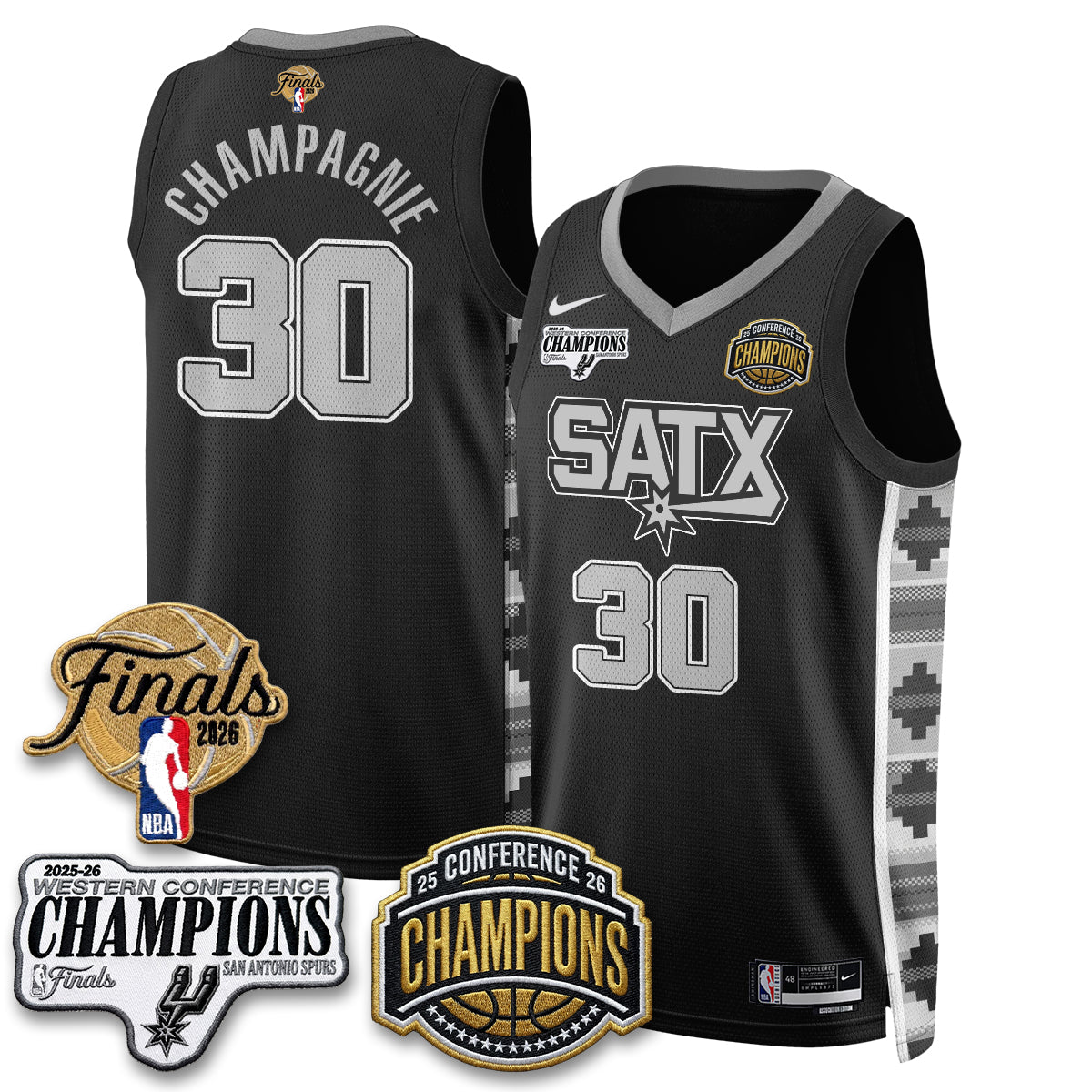 San Antonio Spurs 2026 NBA Western Conference Champions Vapor Jersey - Stitched