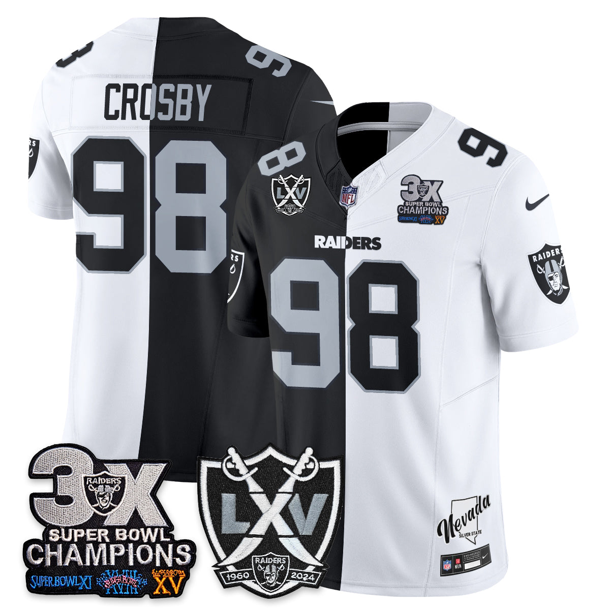 Las Vegas Raiders Split Edition Vapor Jersey V2- Stitched