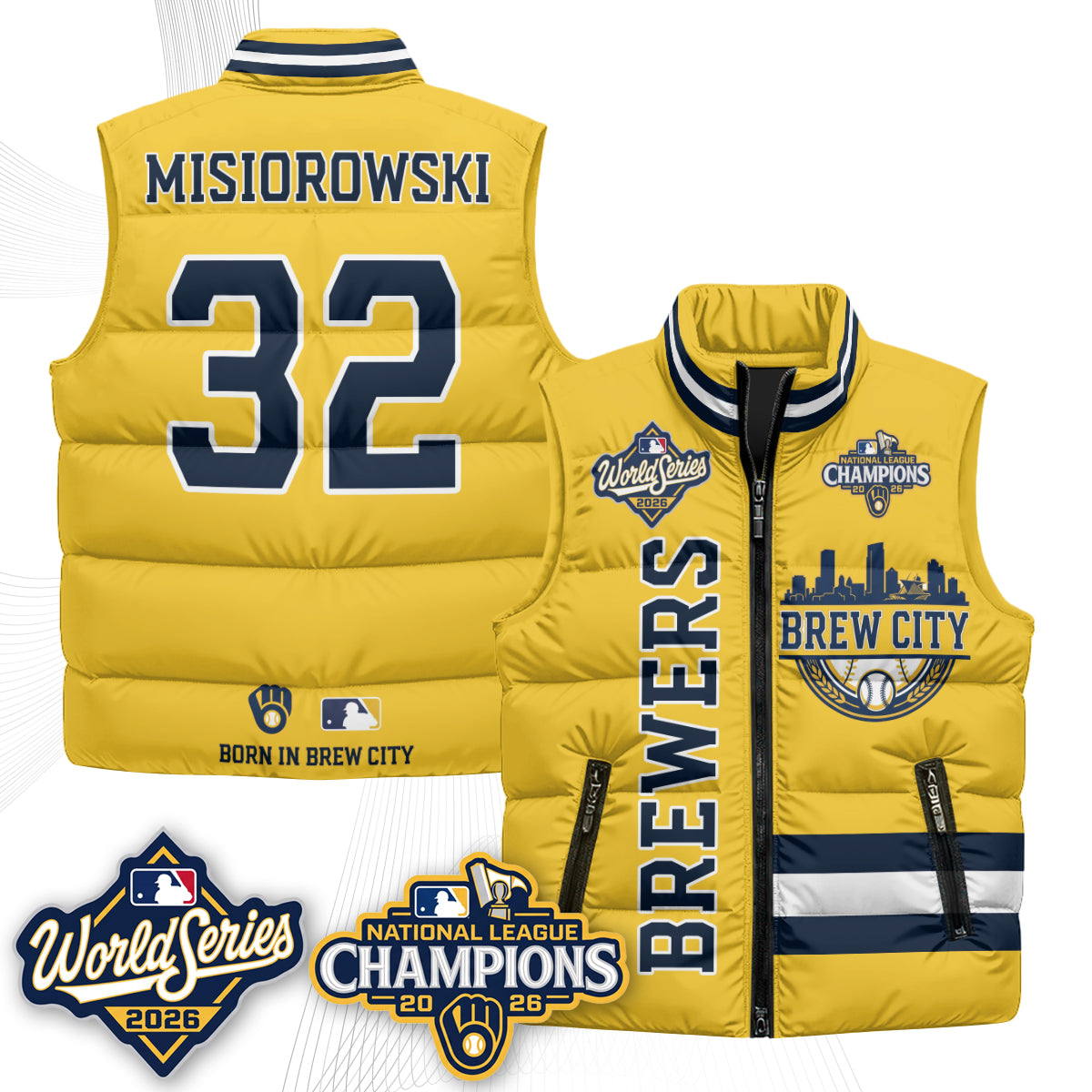 Milwaukee Brewers 2026 NL Champions Puffer Vest - Printed