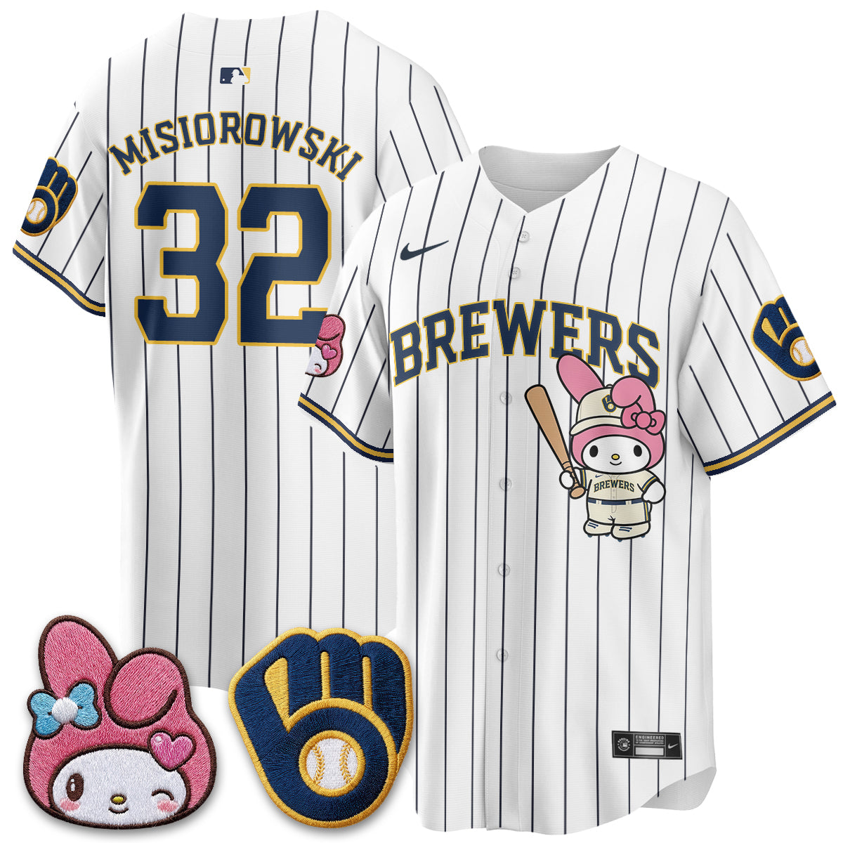 Milwaukee Brewers x Pink Sanrio Friend Edition Vapor Jersey - Stitched