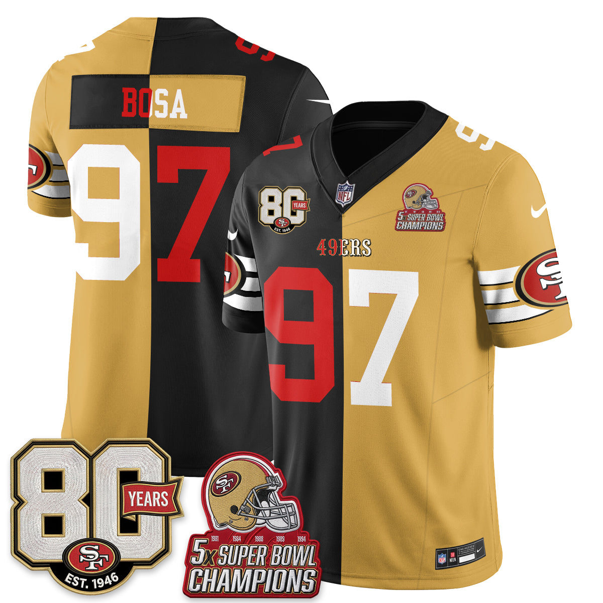 SF Throwback Split Style Vapor Jersey - Stitched