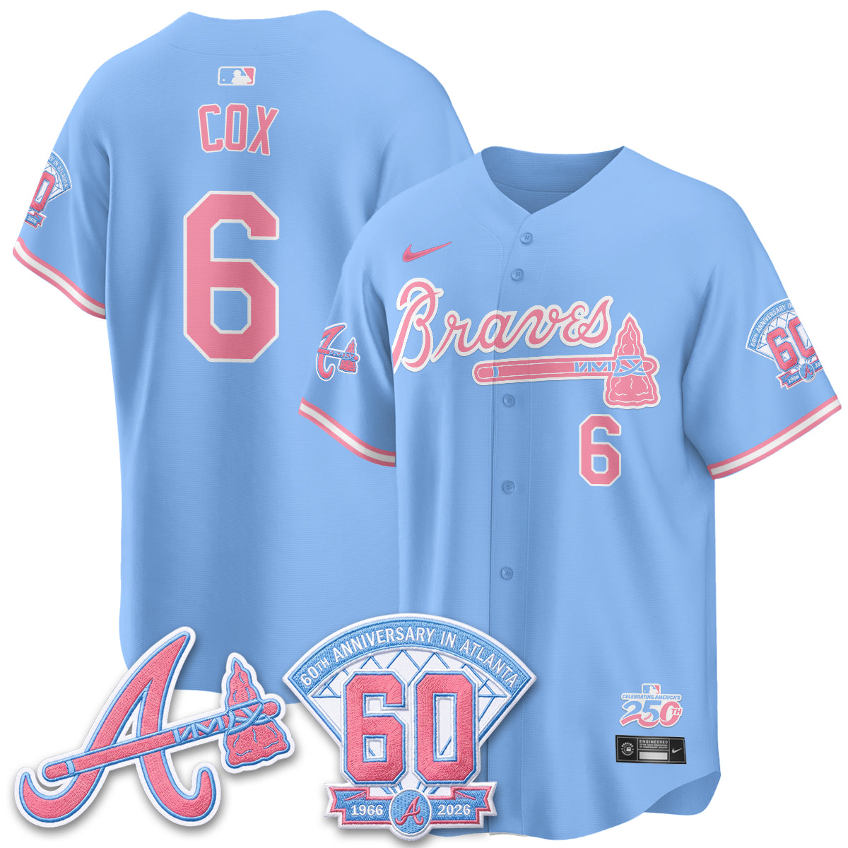 Atlanta Braves x Bubblegum Vapor Jersey - Stitched