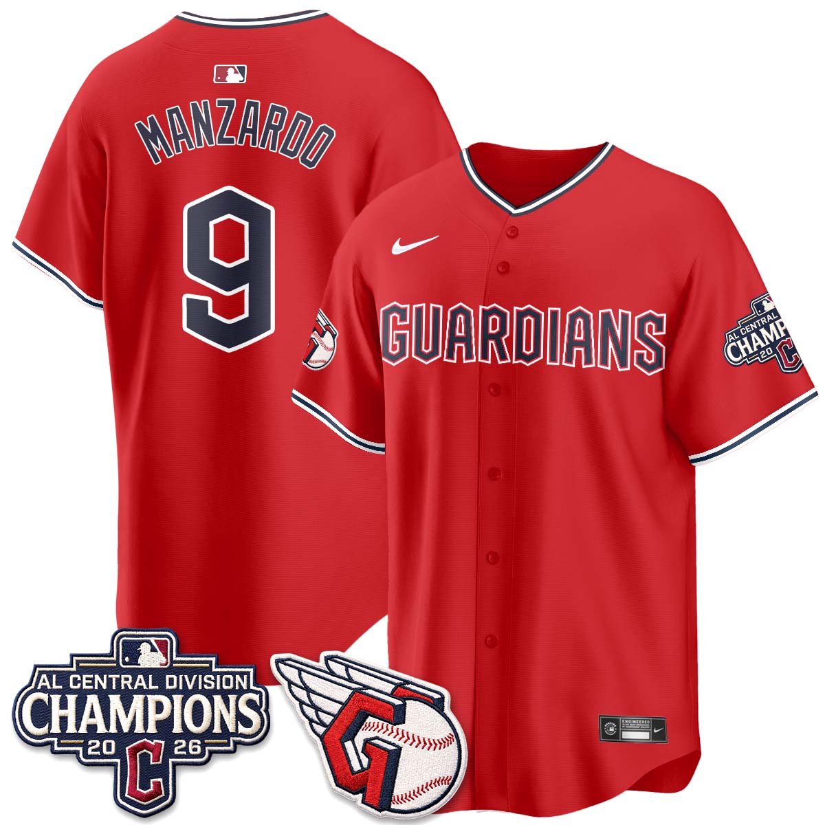 Cleveland Guardians 2026 AL Central Champs Vapor Jersey - Stitched