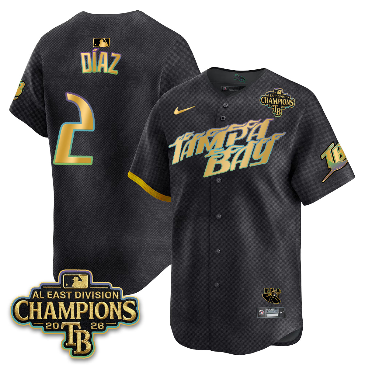 Tampa Bay Rays 2026 AL East Champs Gold Edition Vapor Jersey - Stitched-NQD