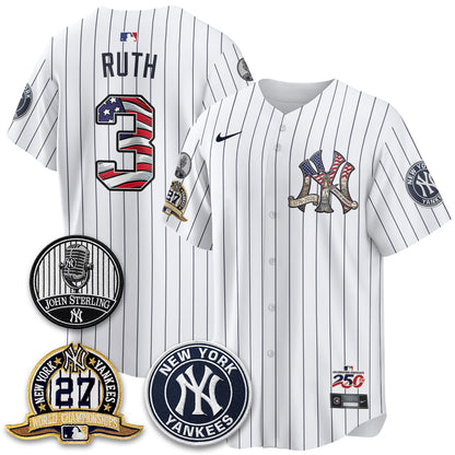 New York Yankees Independence Day USA Vapor Limited Jersey - Stitched