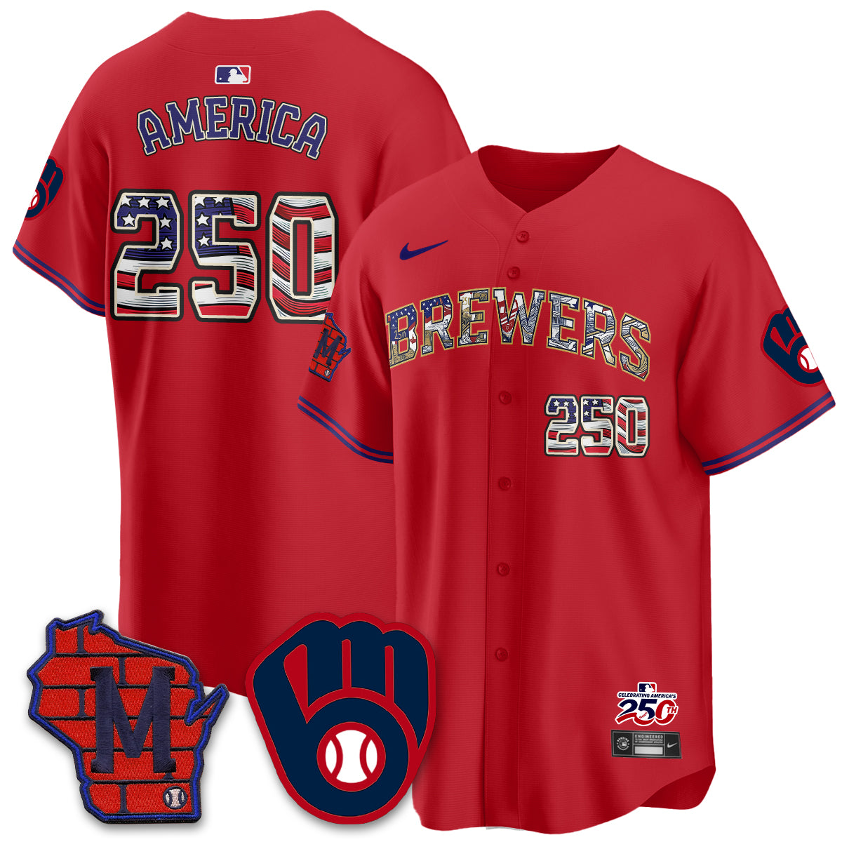 Milwaukee Brewers 2026 Independence Day USA Vapor Limited Jersey - Stitched