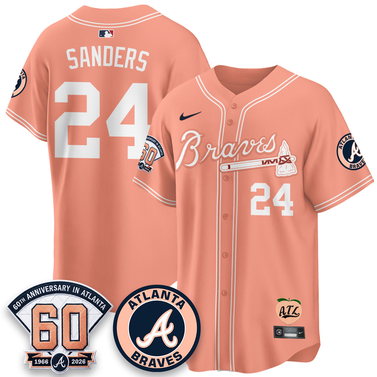 Atlanta Braves 60th Anniversary Peach Edition Vapor Premier Limited Jersey - All Stitched (1)