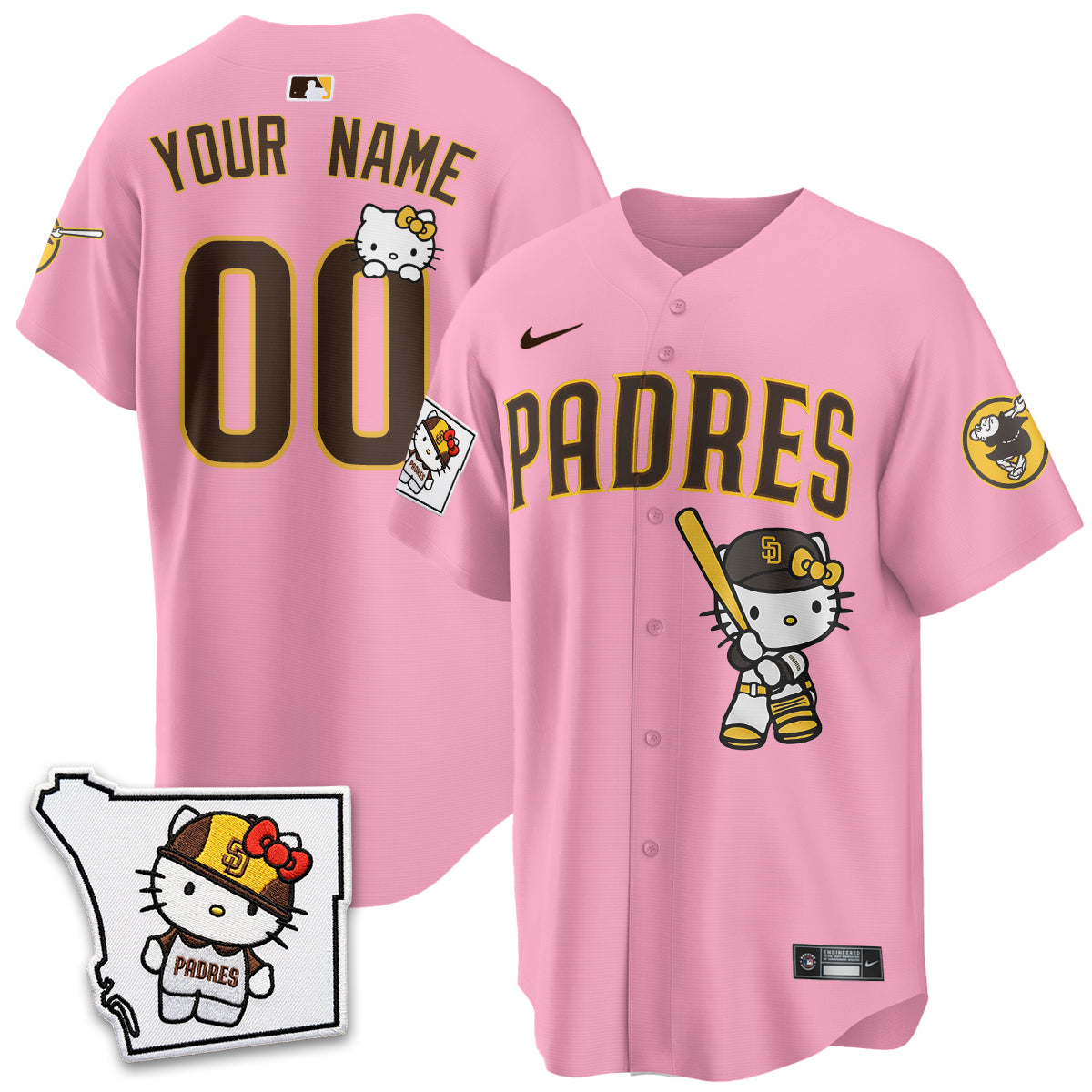 San Diego Padres x Meow KT Pink Edition Vapor Jersey - Stitched