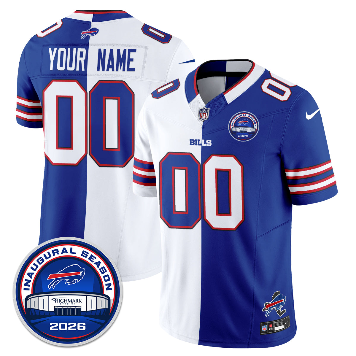 Buffalo Bills 2026 Split Edition Vapor Custom Jersey - Stitched-NQD