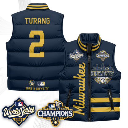 Milwaukee Brewers 2026 NL Champions Puffer Vest - Printed