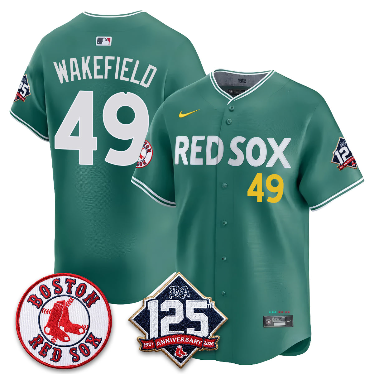 Boston Red Sox 125th Anniversary Patch Vapor Jersey - Stitched