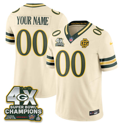 Green Bay Packers 2026 Rivalries 4X Champs Custom Vapor Jersey - Stitched