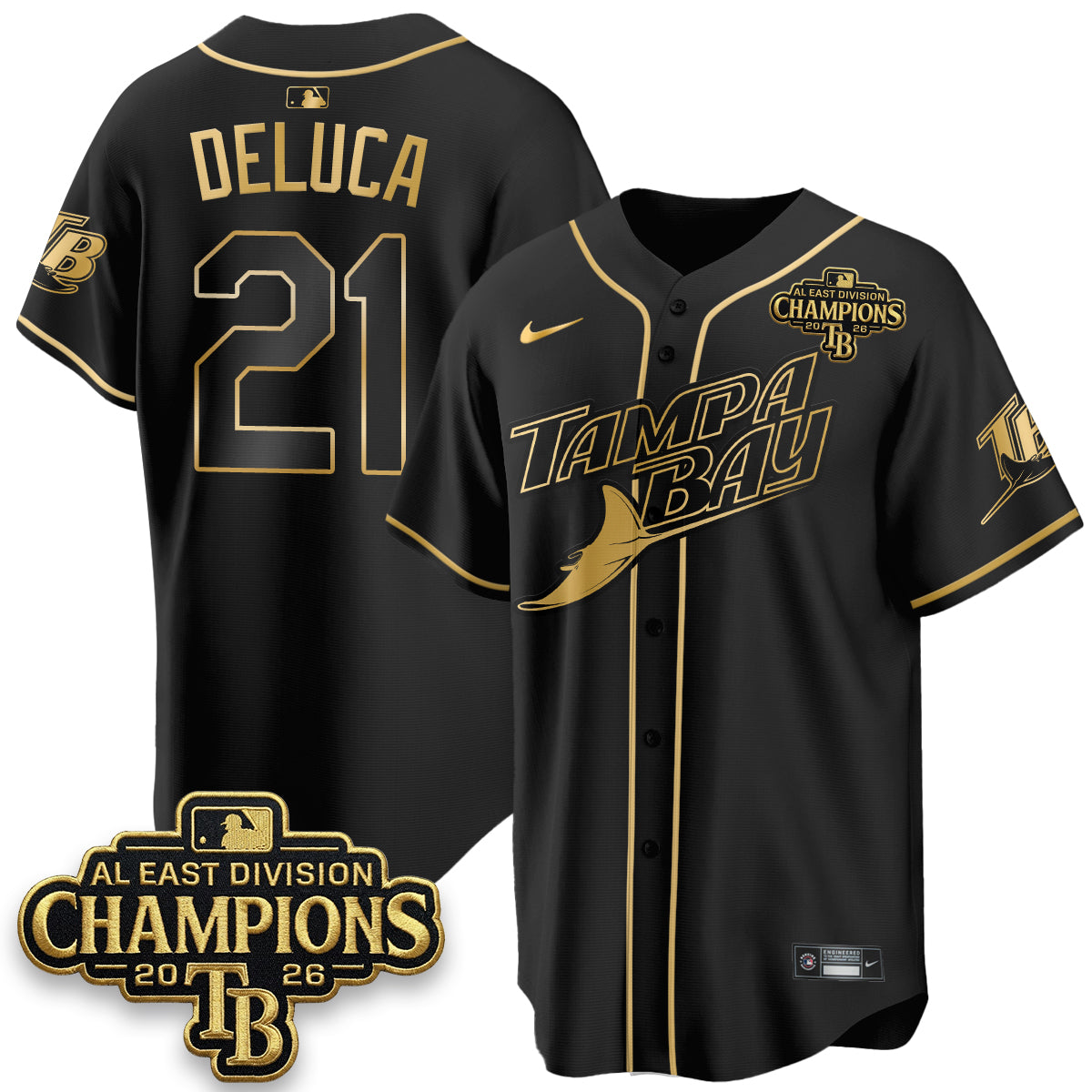 Tampa Bay Rays 2026 AL East Champs Gold Edition Vapor Jersey - Stitched-NQD