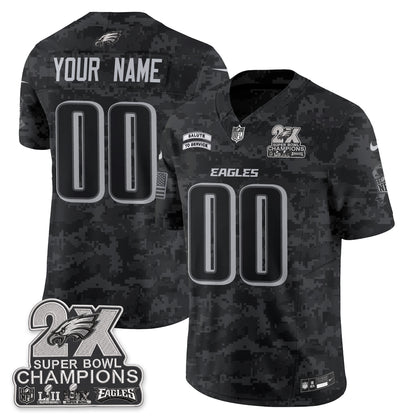 Philadelphia Eagles Salute to Service V2 Vapor Custom Jersey - Stitched