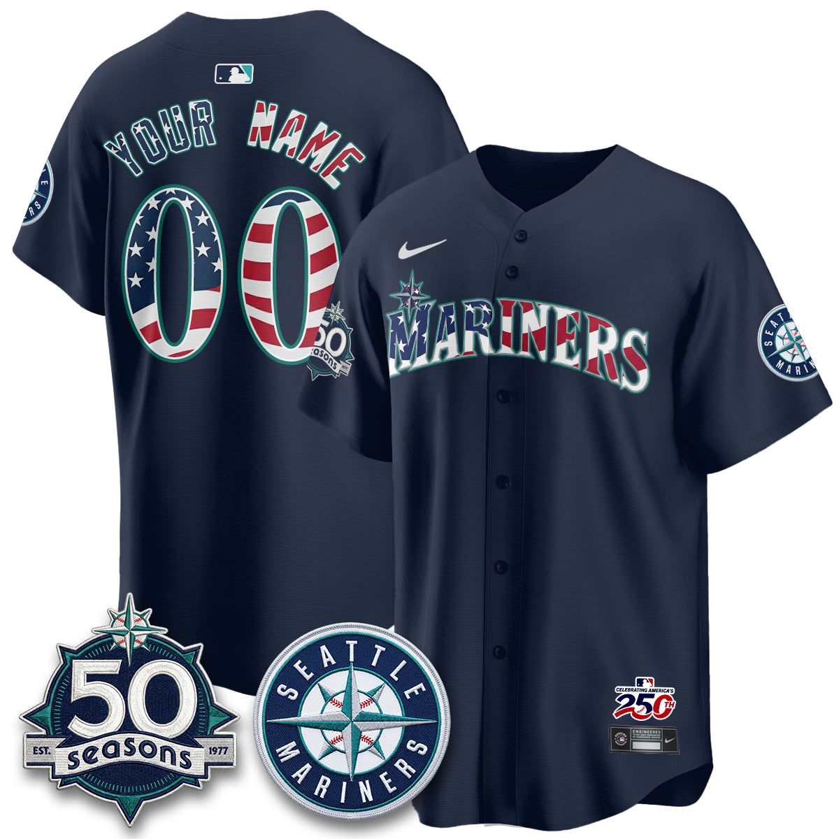 Seattle Mariners Americana 2026 Vapor Limited Custom Jersey - Stitched