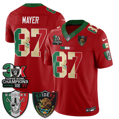 Las Vegas Raiders 3X Champs Mexico Edition Vapor Jersey - Stitched