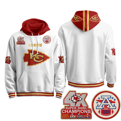 Kansas City Chiefs 4X Champs Gold Edition Hoodie - Stitched