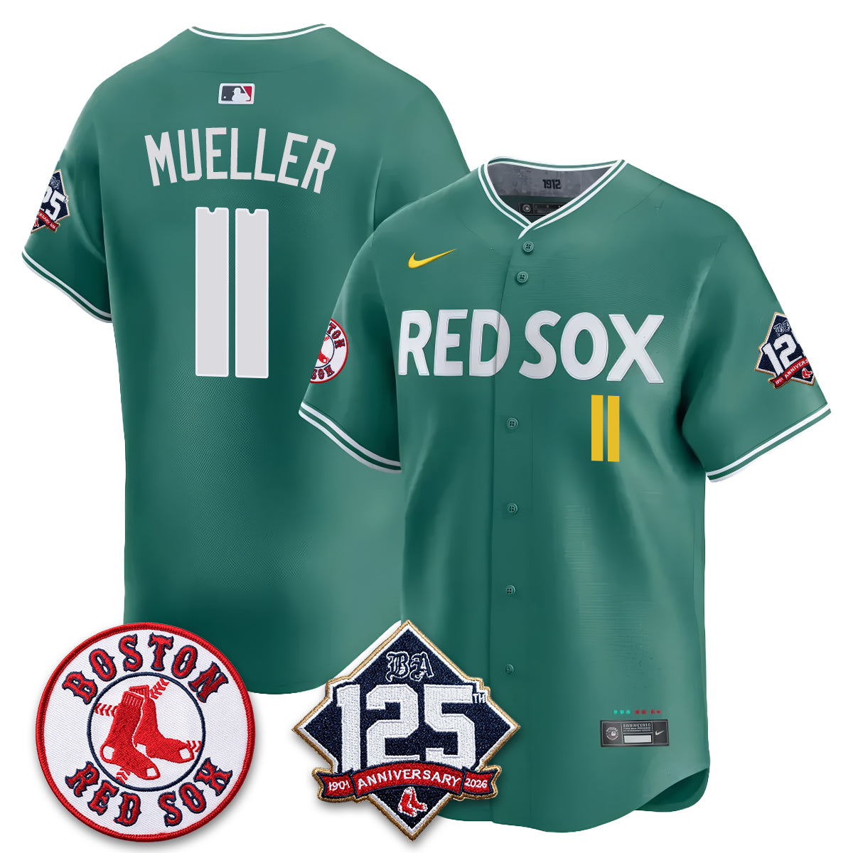 Boston Red Sox 125th Anniversary Patch Vapor Jersey - Stitched
